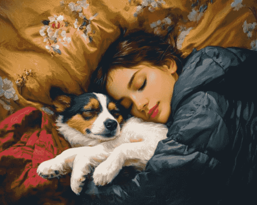 Girl and Her Puppy Diamond Painting