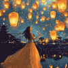 Girl and Lanterns Diamond Painting