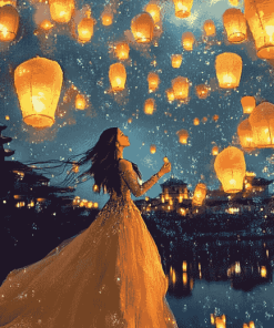 Girl and Lanterns Diamond Painting