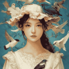 Girl with Birds Diamond Painting