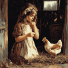 Girl with Chicken on the Farm Diamond Painting