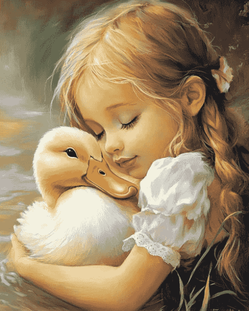 Girl with Duck Diamond Painting