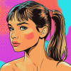 Girl with Ponytail Cartoon Diamond Painting