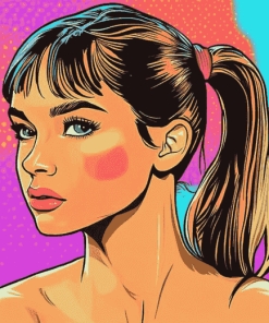 Girl with Ponytail Cartoon Diamond Painting