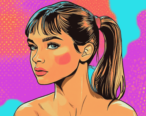 Girl with Ponytail Cartoon Diamond Painting