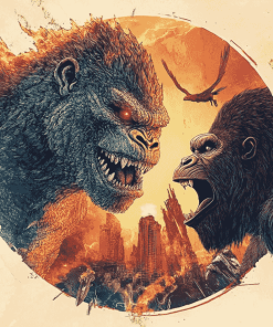 Godzilla vs Gorilla Fantasy Diamond Painting