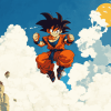 Goku Anime on Flying Nimbus Diamond Painting