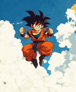 Goku Anime on Flying Nimbus Diamond Painting