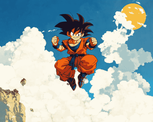 Goku Anime on Flying Nimbus Diamond Painting