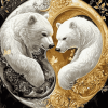 Gold and Silver Bears Yin Yang Diamond Painting