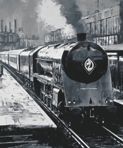 Golden Arrow Monochrome Train Diamond Painting