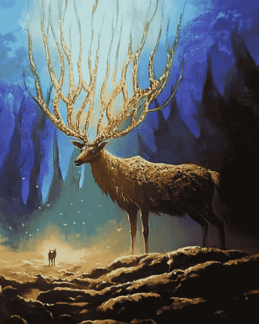 Golden Deer Fantasy Diamond Painting