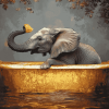 Golden Elephant Bathtub Diamond Painting