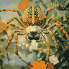 Golden Garden Spider Insects Diamond Painting