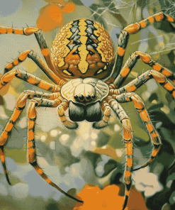 Golden Garden Spider Insects Diamond Painting