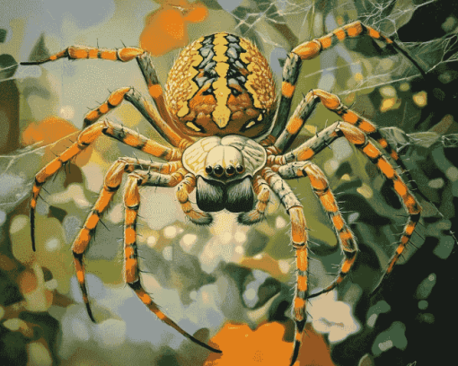 Golden Garden Spider Insects Diamond Painting