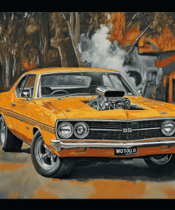 Golden Holden Monaro Engines Diamond Painting