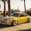 Golden Karmann Ghia Cars Diamond Painting