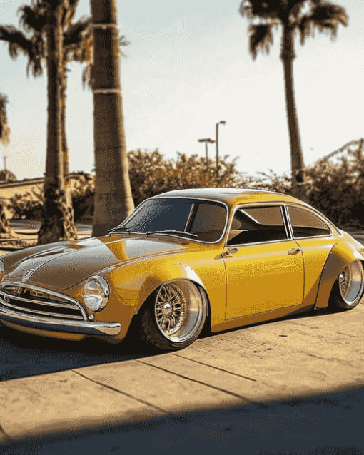 Golden Karmann Ghia Cars Diamond Painting