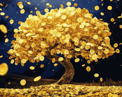 Golden Money Tree Art Diamond Painting