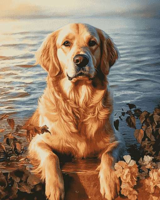 Golden Retriever Summer Fun Diamond Painting