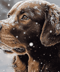 Golden Retriever in Snow Diamond Painting