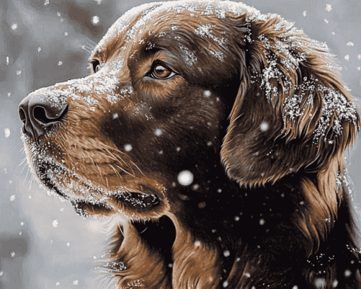 Golden Retriever in Snow Diamond Painting