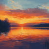 Golden Sunset Over Lake Diamond Painting