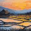 Golden Sunset Over Rice Terraces Diamond Painting