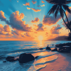 Golden Sunset at Kahala Beach Diamond Painting