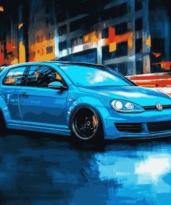 Golf GTI Blue Car Diamond Painting