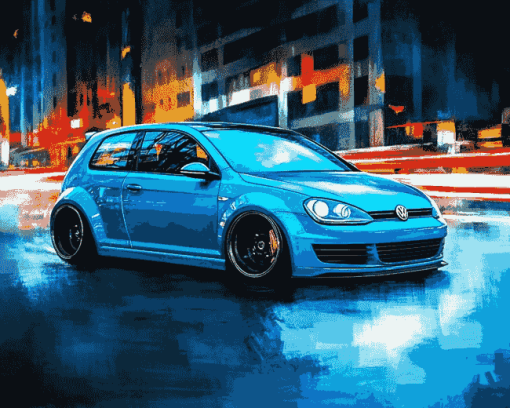 Golf GTI Blue Car Diamond Painting