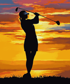 Golf Lady Silhouette Diamond Painting