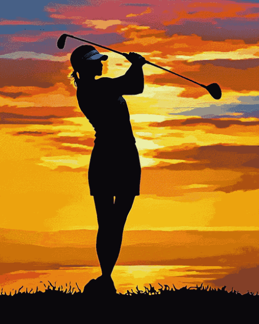 Golf Lady Silhouette Diamond Painting