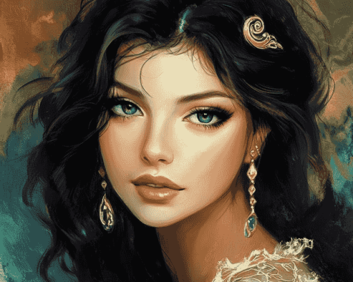 Gorgeous Black-Haired Woman Diamond Painting