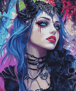 Goth Girl Colorful Diamond Painting