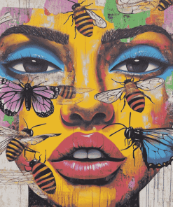 Graffiti Woman with Butterflies Diamond Painting