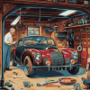 Grandfather Cartoon Garage Diamond Painting