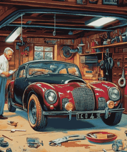 Grandfather Cartoon Garage Diamond Painting