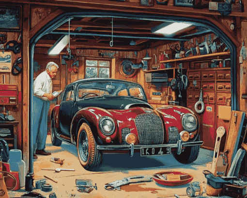 Grandfather Cartoon Garage Diamond Painting