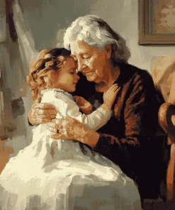 Grandmother and Granddaughter Vintage Diamond Painting