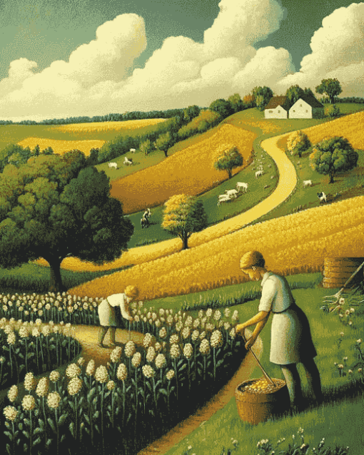 Grant Wood Country Landscapes Diamond Painting