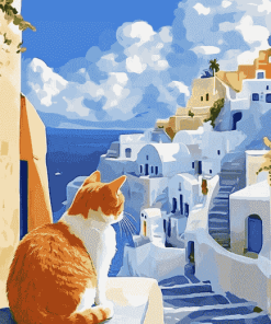 Greek Cat Scene Diamond Painting