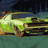 Green Dodge Barracuda Car Diamond Painting