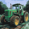 Green Farm Tractor Diamond Painting