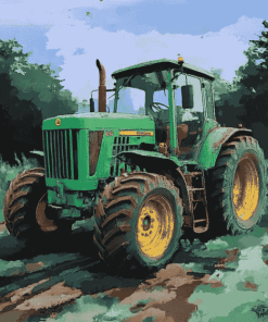 Green Farm Tractor Diamond Painting