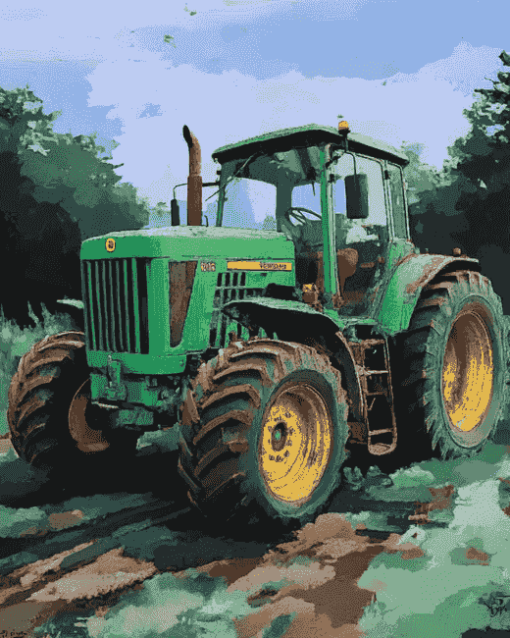 Green Farm Tractor Diamond Painting