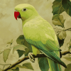 Green Parakeet Bird Diamond Painting