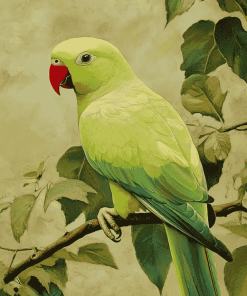 Green Parakeet Bird Diamond Painting