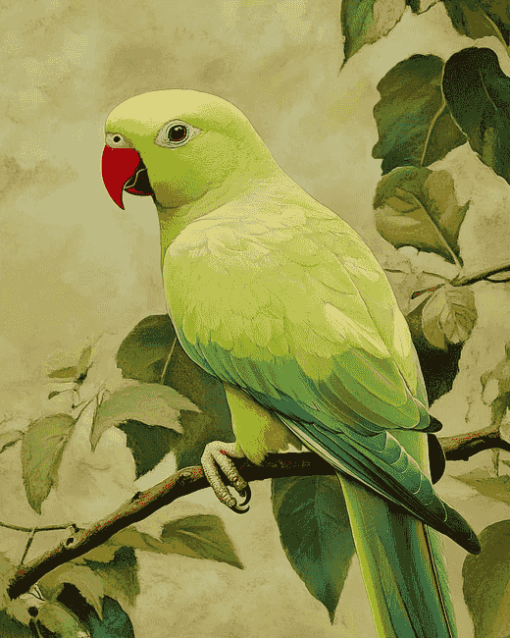 Green Parakeet Bird Diamond Painting